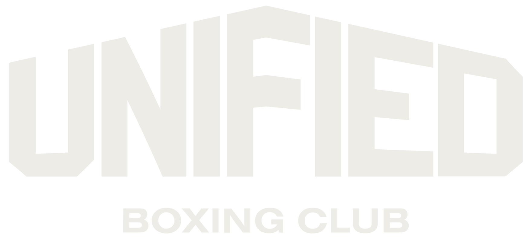 Stylized word 'UNIQUE' above the words 'BOXING CLUB' on a black background.