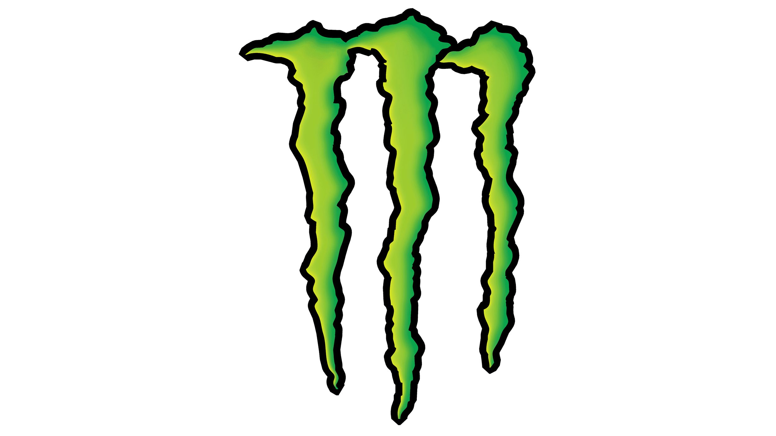Green and yellow logo of Monster Energy, a stylized 'M' with jagged edges.