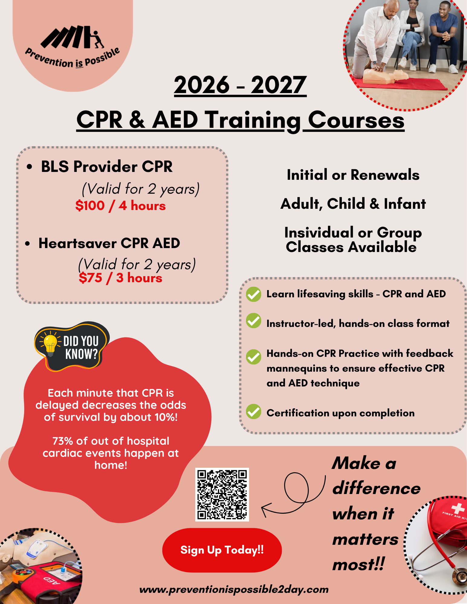 CPR Courses - In Person ONLY