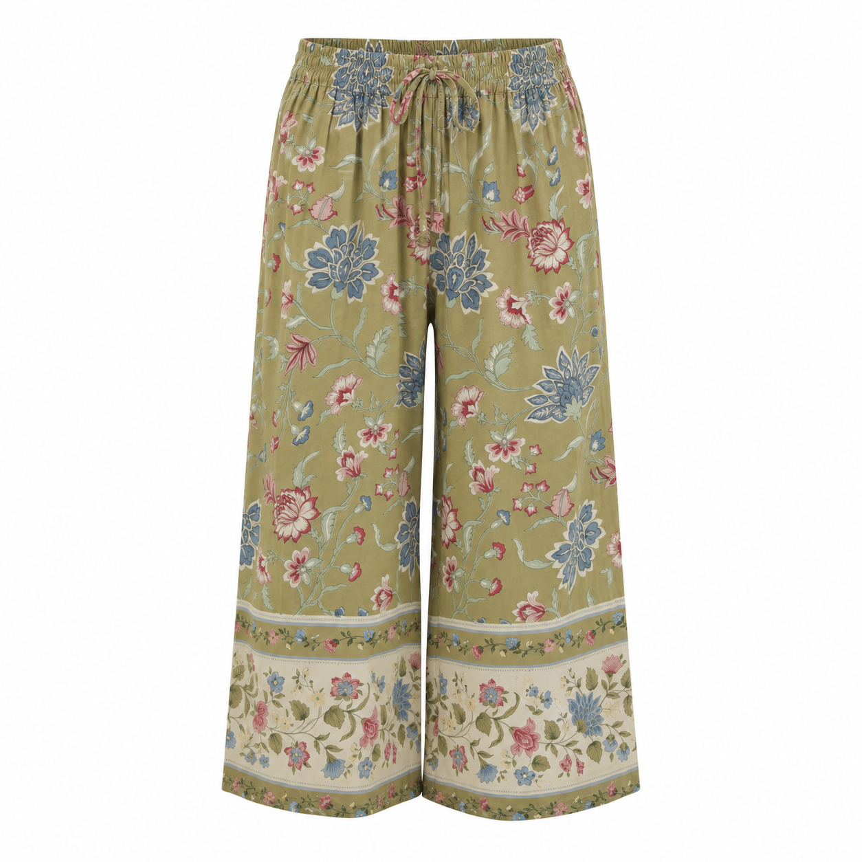 Angie Green Printed Cropped Pants