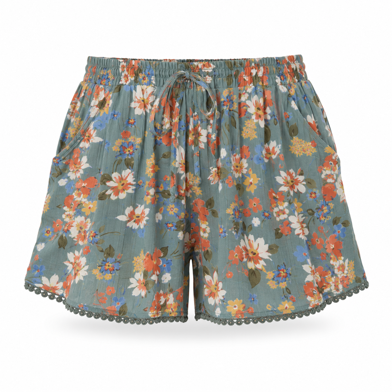 Angie Watercress Printed Shorts