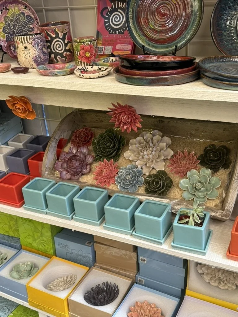 Cube & Saucer Ceramic Pot With Drainage Hole