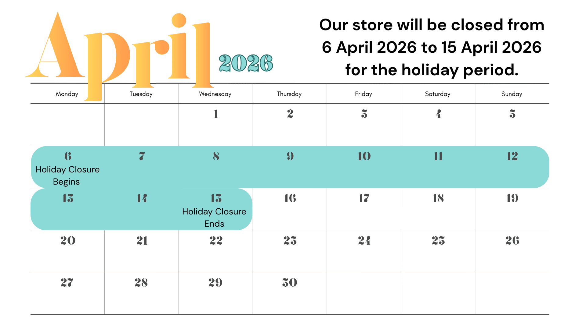 Molti holiday schedule