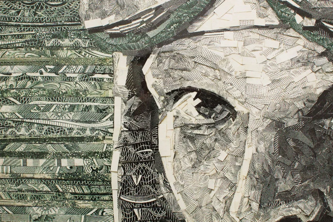 "Artist Vik Muniz Reconfigures Shredded Cash."
