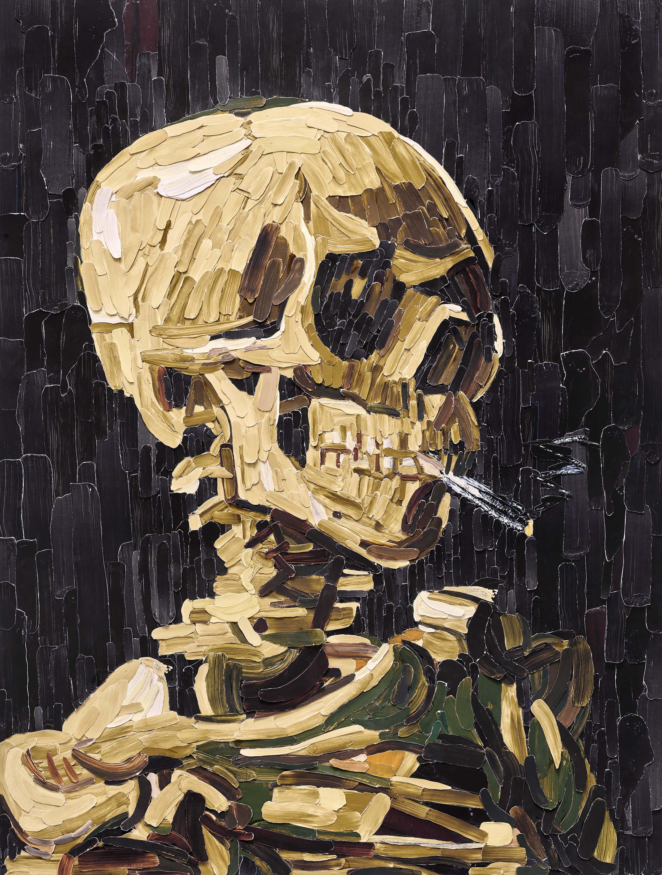 Head of a Skeleton with a Burning Cigarette, after Vincent Van Gogh, Brushstrokes, 2026