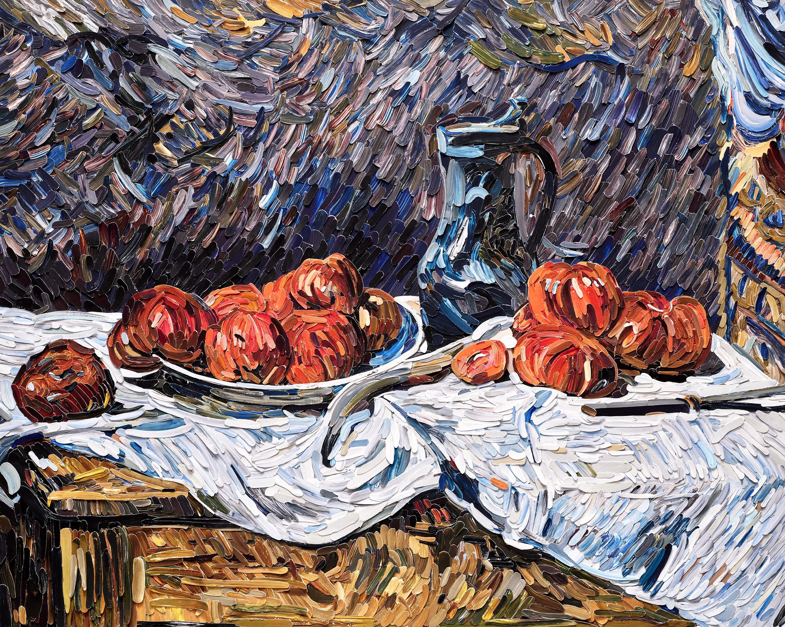 Tomatoes and a Pewter Tankard on a Table, after Paul Gauguin, Brushstrokes, 2026