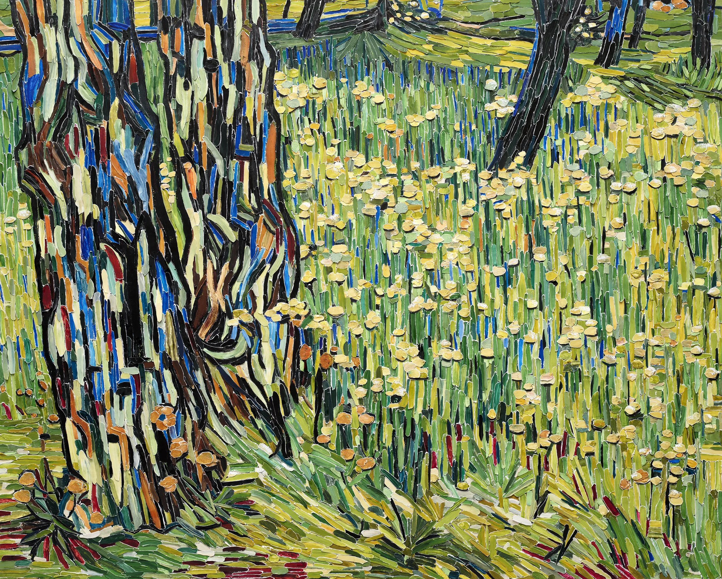 Tree Trunks in the Grass, after Vincent Van Gogh, Brushstrokes, 2026