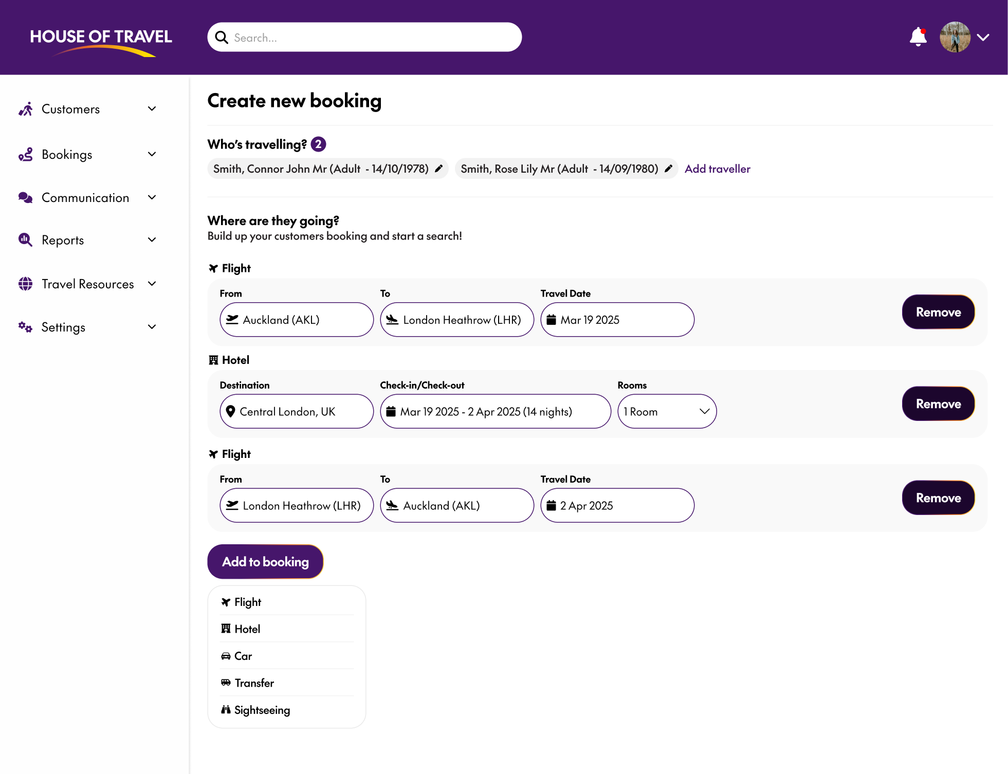 Consultant one stop shop high level design concept - Create new booking