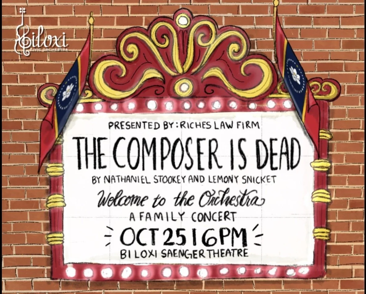 The Composer Is Dead concert flyer, Oct 25 at the Biloxi Saenger Theatre