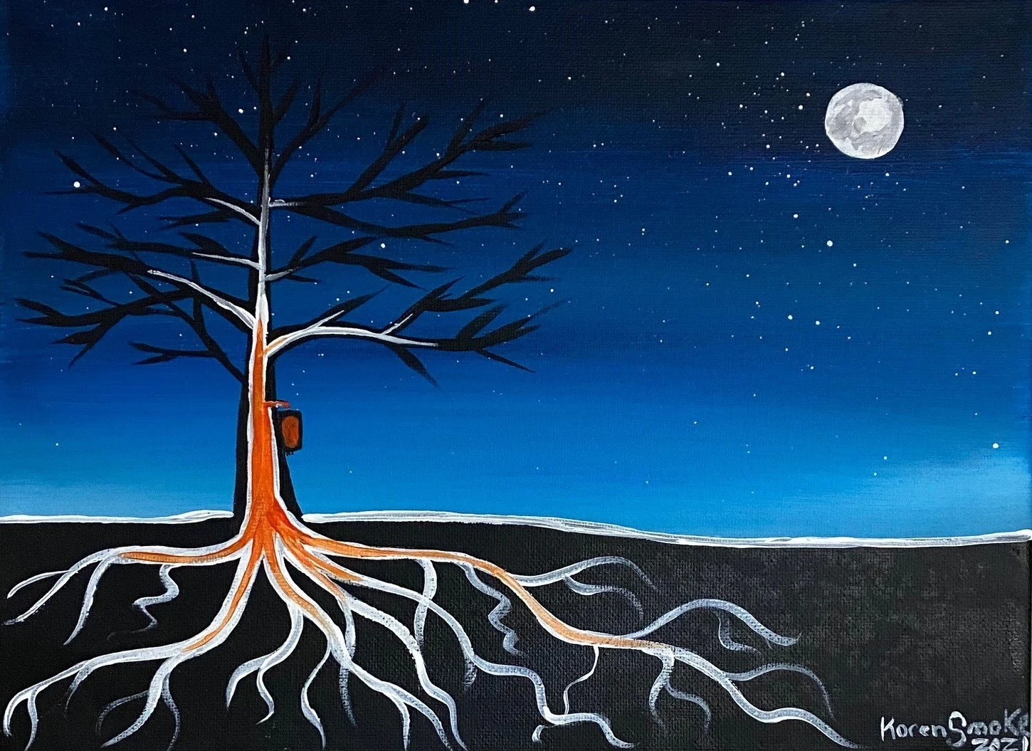 Onaabdin Giizis - Snowcrust Moon - March Copyright Koren Smoke 2021