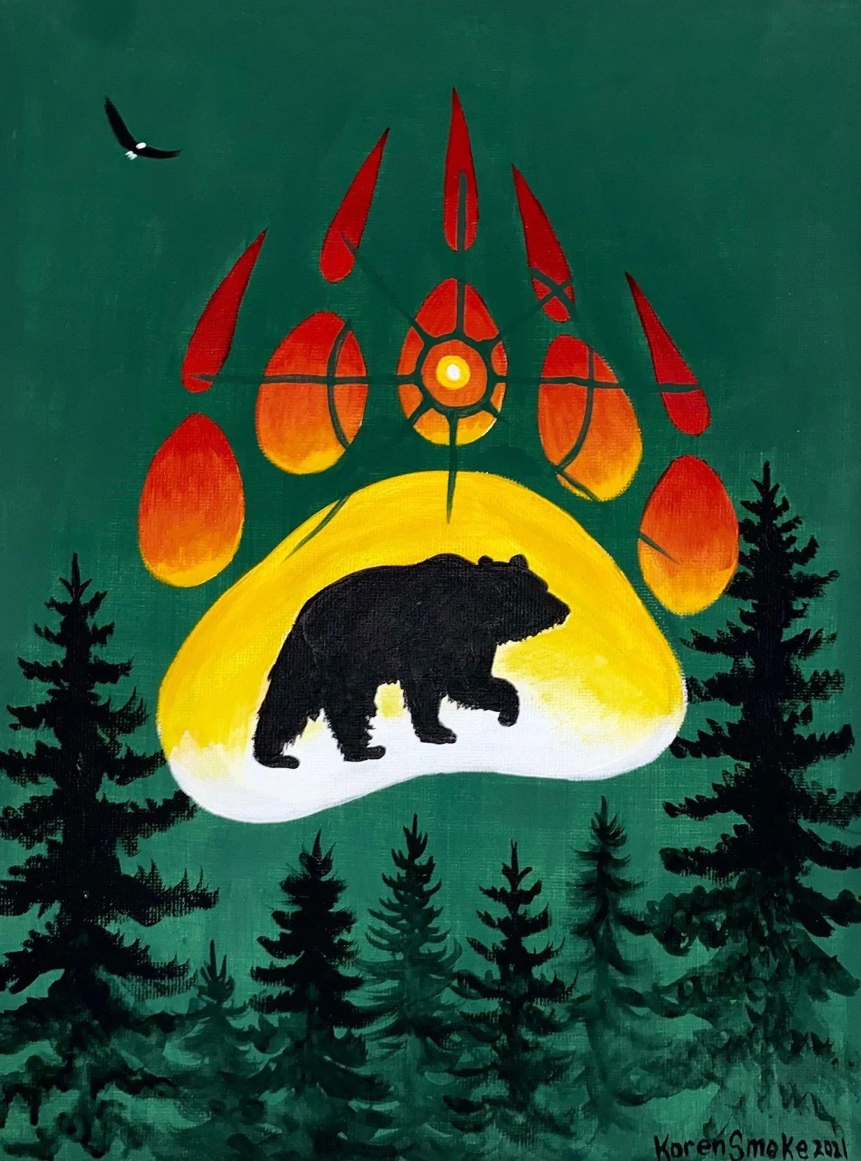 Seven Grandfather Teachings - Bravery - Bear - Makwa - Copyright Koren Smoke 2021