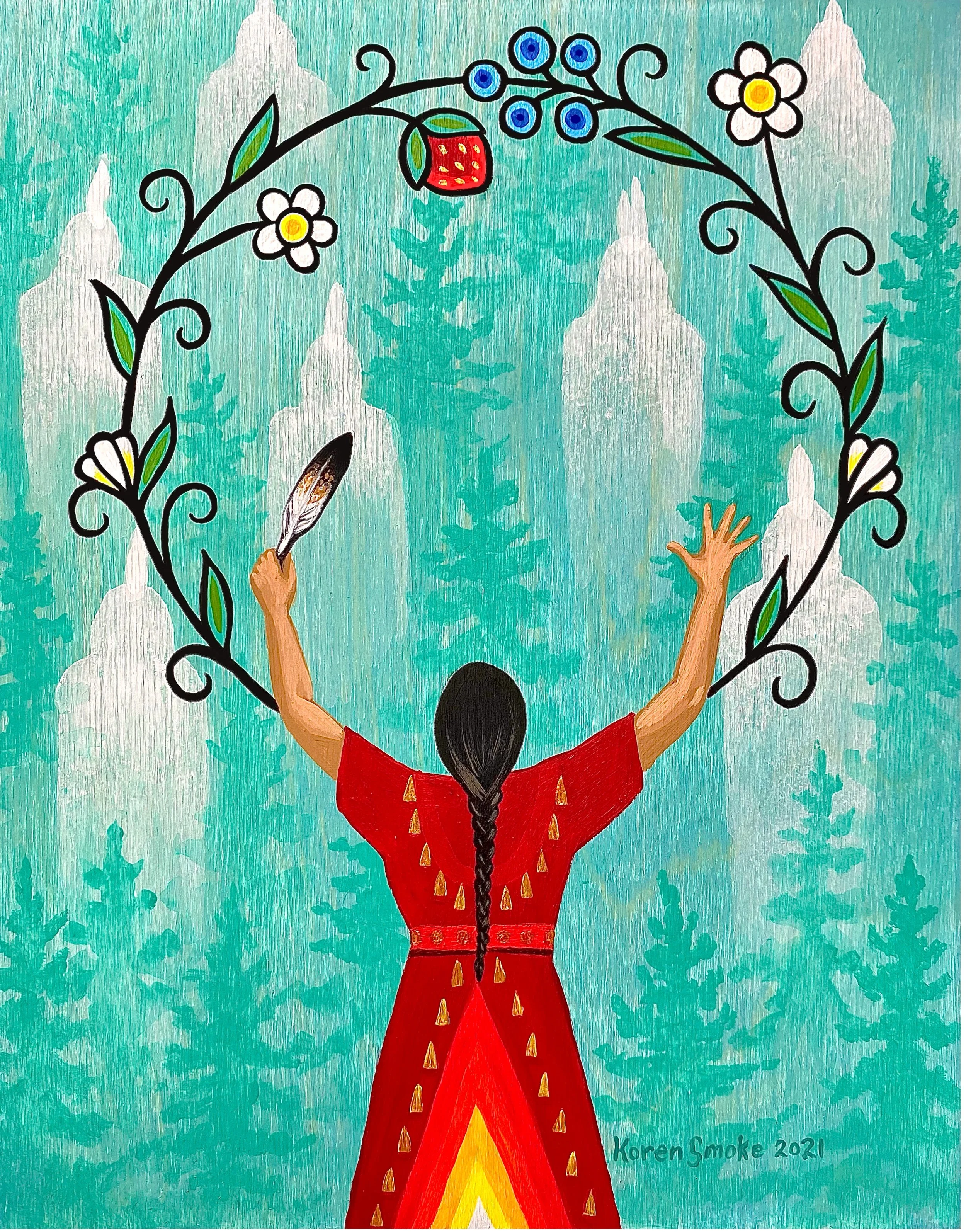 Women & Spirit 2021, acrylic on wood. Copyright Koren Smoke