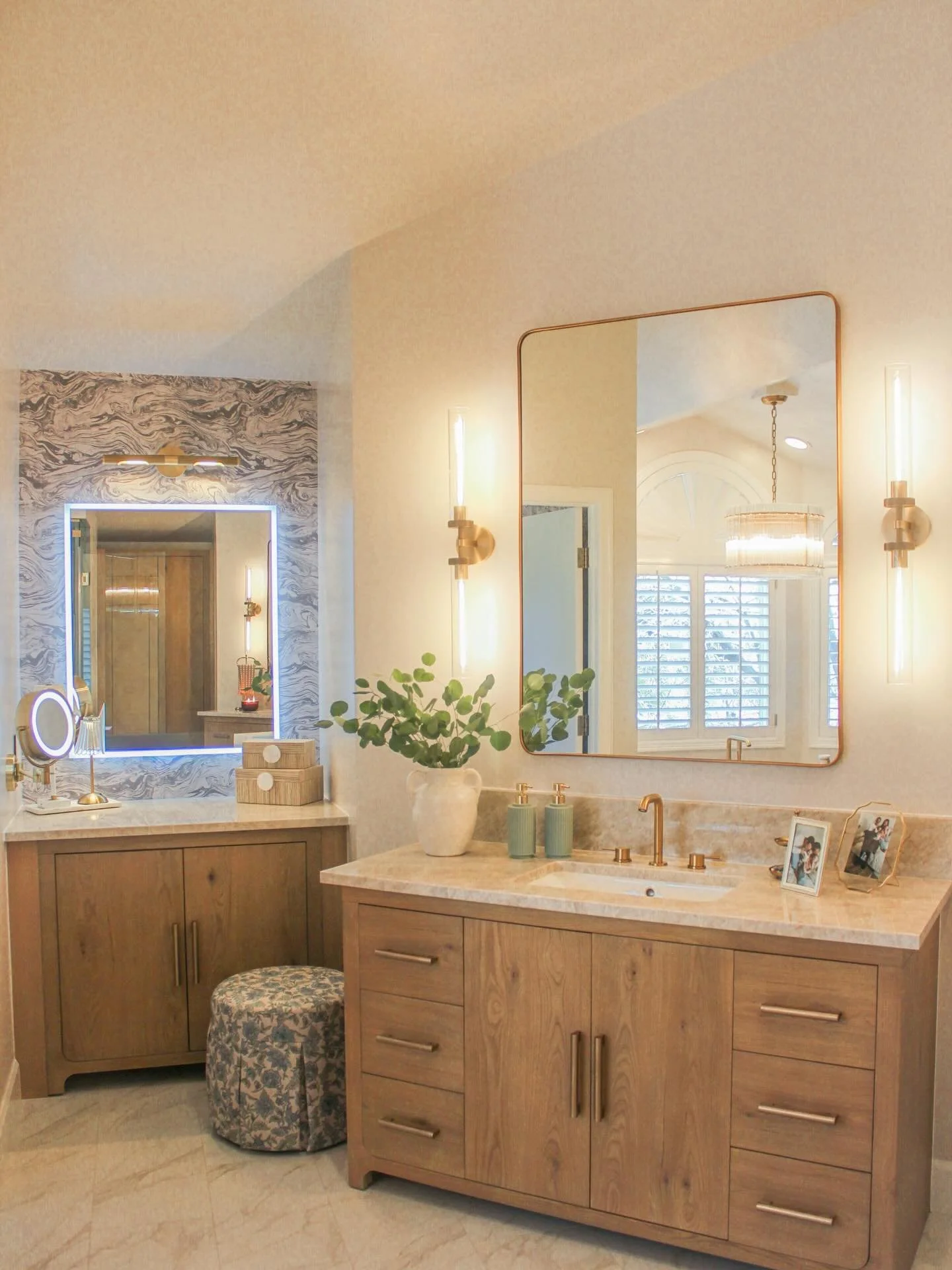 | columbine | designed to unwind 🪞💎🛁

This space was all about creating a nature-inspired escape - soft, organic tones layered with elevated details and just a hint of glam. More to come! ✨ 

Always 📸: @ellamcquillanart 

#kqi #kingquattriniinter