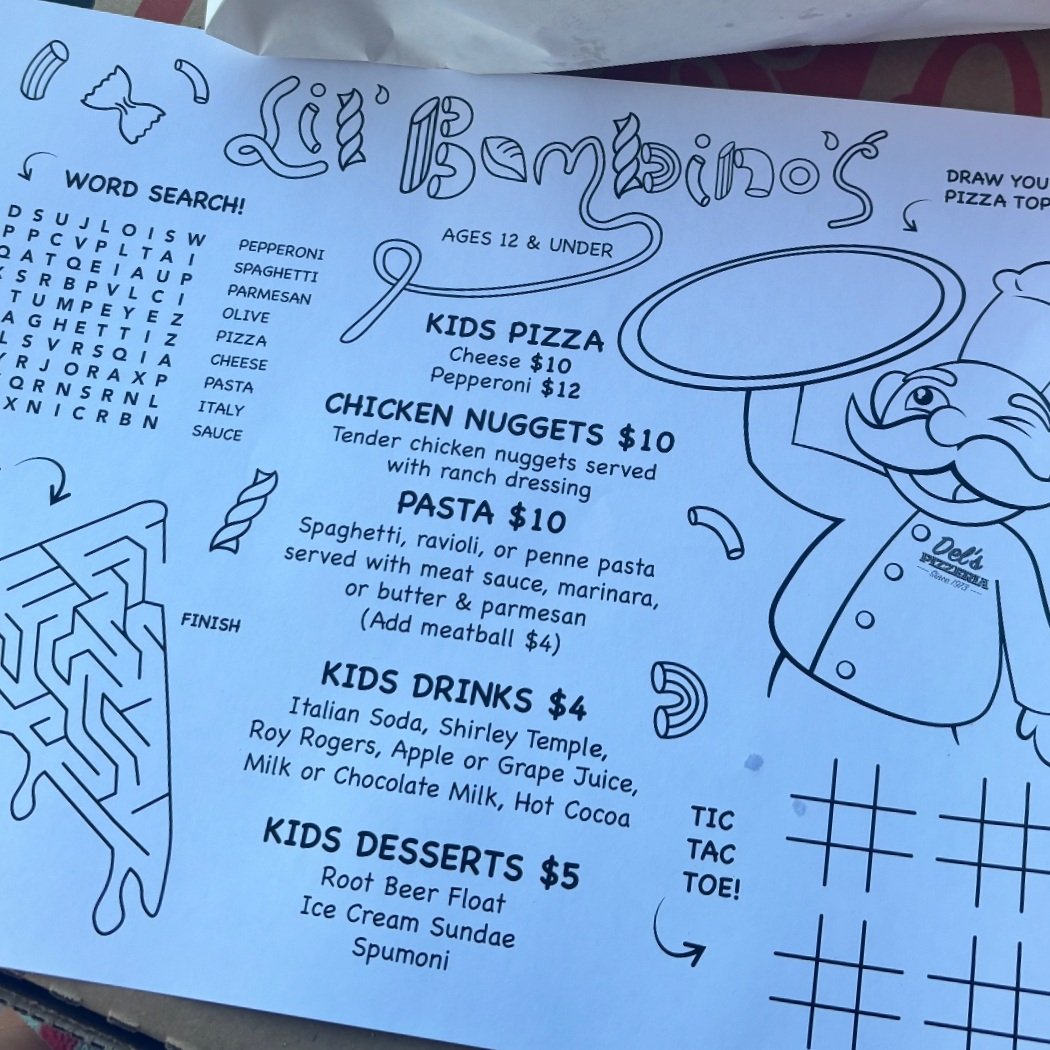 Del's Pizza, Pismo Kids Menu