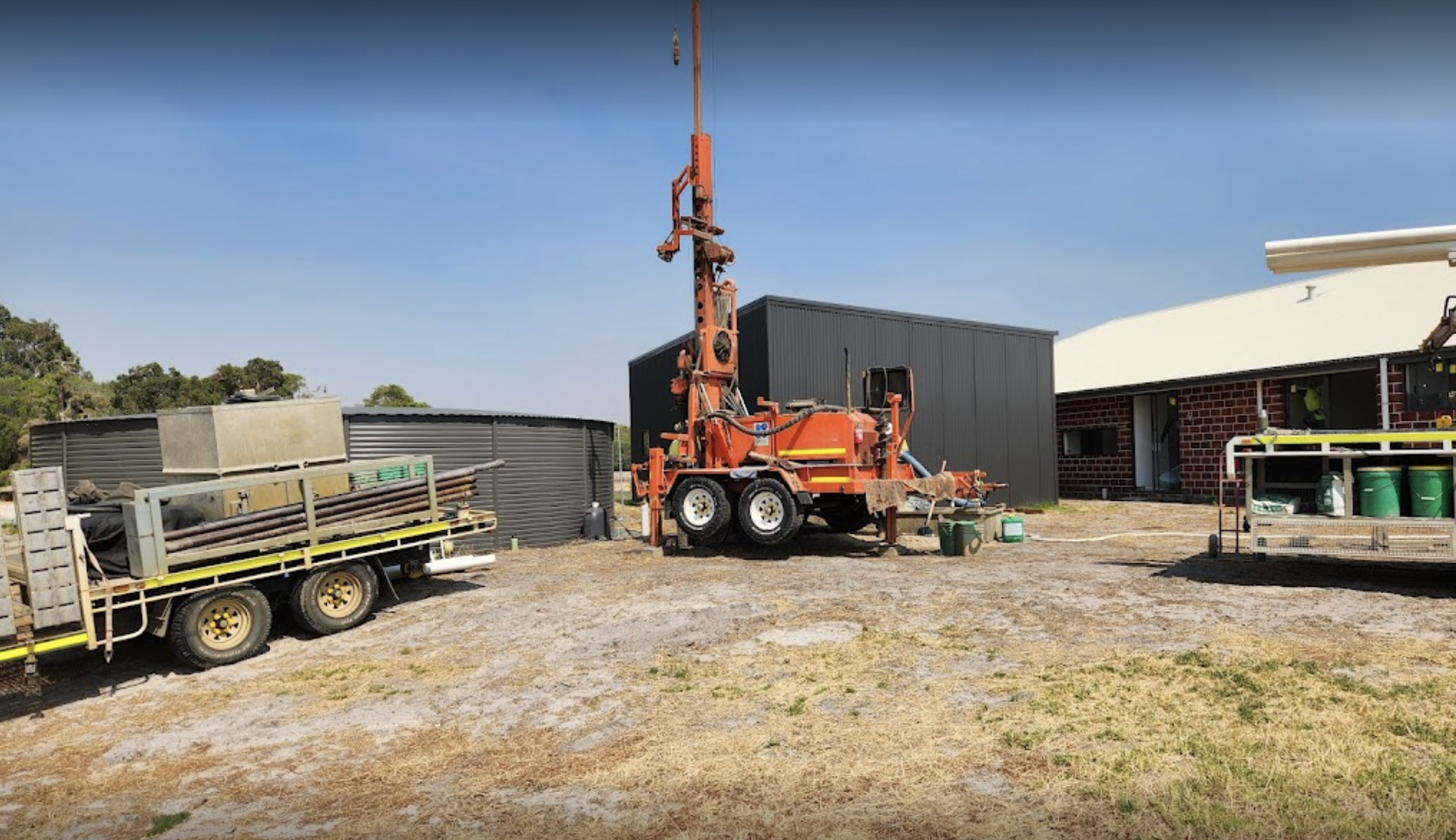 drilling, grave packed, cemented to surface in one day on rural property