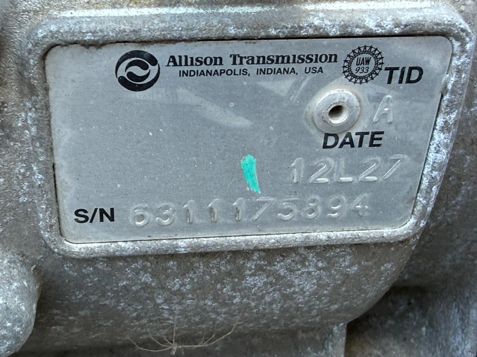2012 Allison Transmission SN#6311175894