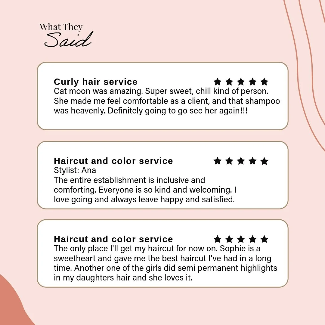 Sweet messages to our stylists 💕

.
.
.
.
.
#goodreviews #clientreviews #clientfeedback #googlereviews #velvetmonkeysalons #velvetmonkeyplaza #okchair #okcstylist #besthairokc #besthairsalon #okcsalon #okcplazadistrict #expressyourself #hairfashion 