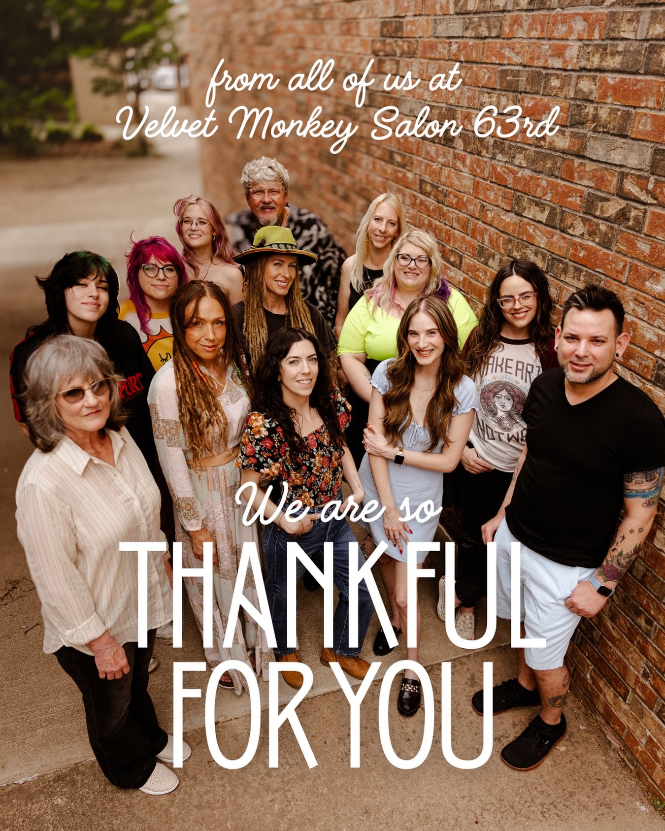 Every day at Velvet Monkey Salon 63rd, we feel SO grateful to have a community of clients and friends who call our salon home 🩵

We hope you have a beautiful Thanksgiving surrounded by the people you love. We can&rsquo;t wait to see you soon! ✨
From