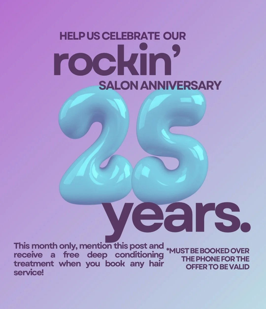 It&rsquo;s the last week of our 25th anniversary month! Here&rsquo;s a look down memory late! 🥂

And don&rsquo;t forget to call to book your complimentary deep conditioning service with any hair appointment you book 🧖&zwj;♀️

.
.
.
.
#velvetmonkeys