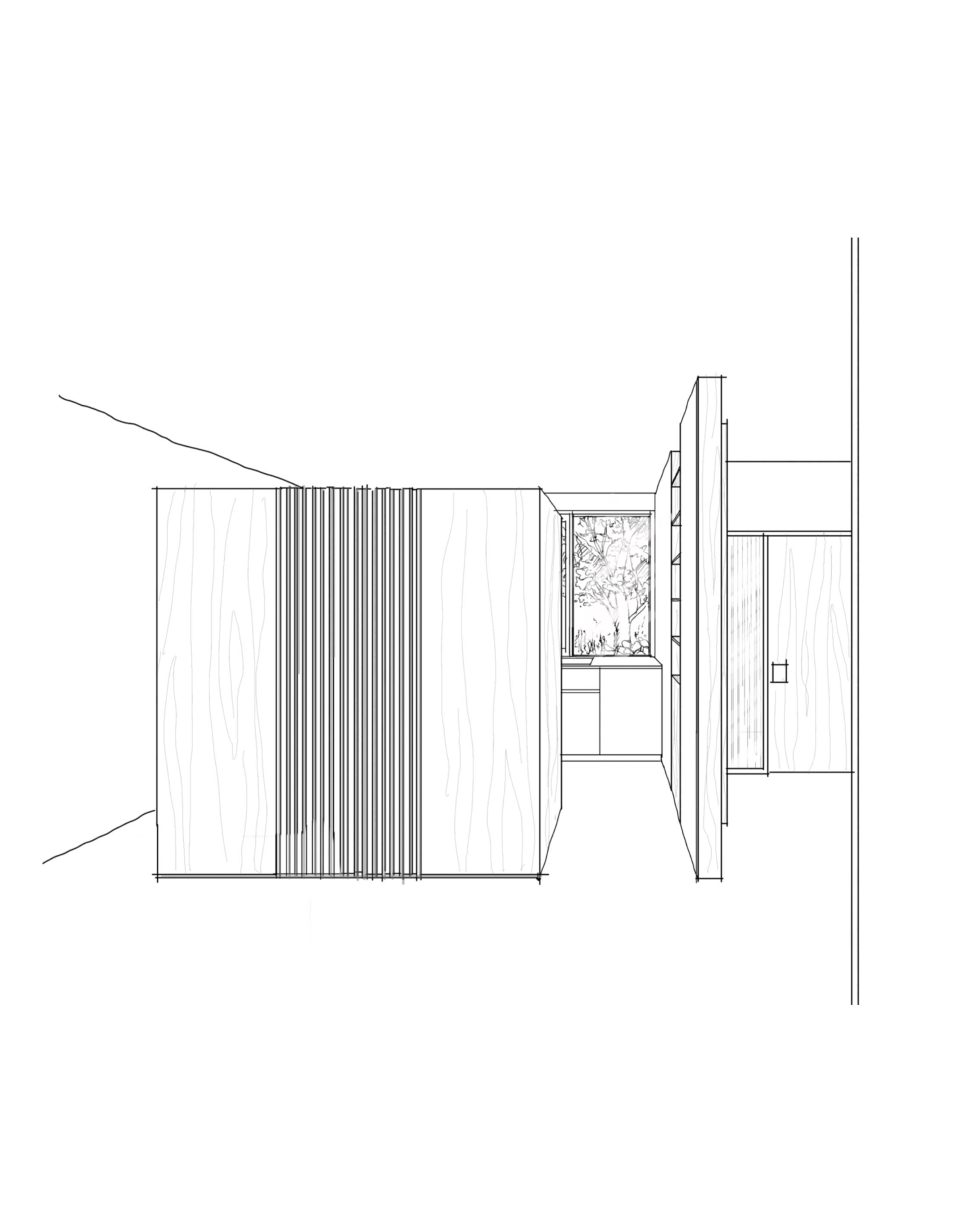 EHA Northcote House sketch view of kitchen joinery