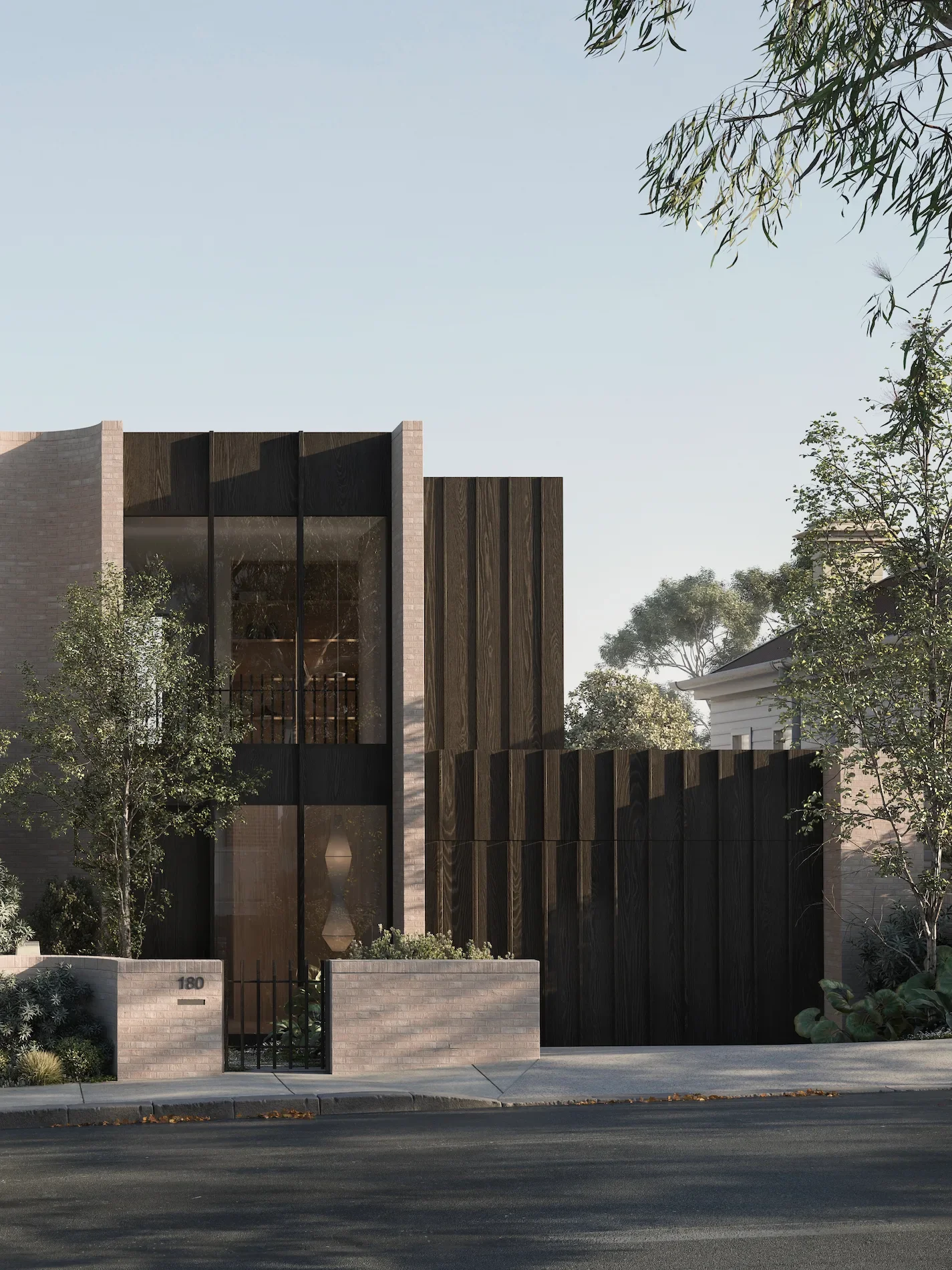 Clarke St Terrace - Dark House timber and brick facade
