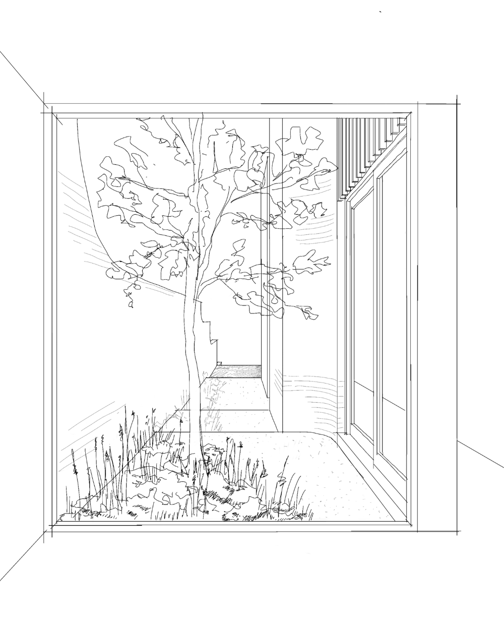 EHA_courtyard sketch towards pool