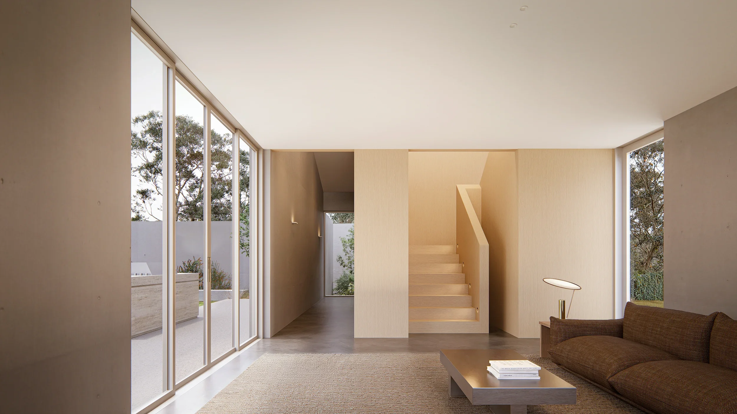 EHA Concrete Studio interior living space to courtyard