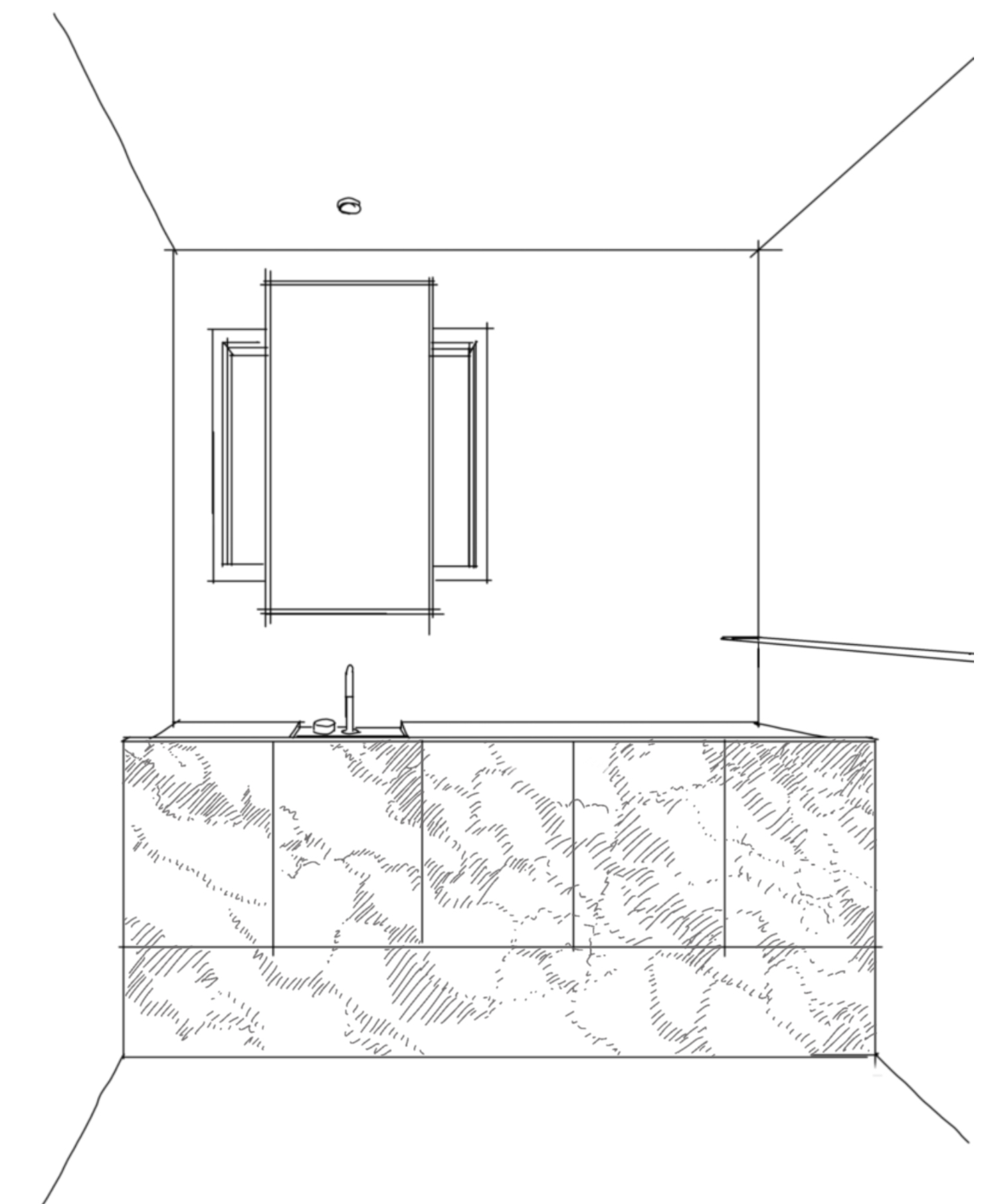 EHA Northcote House sketch view of bathroom vanity