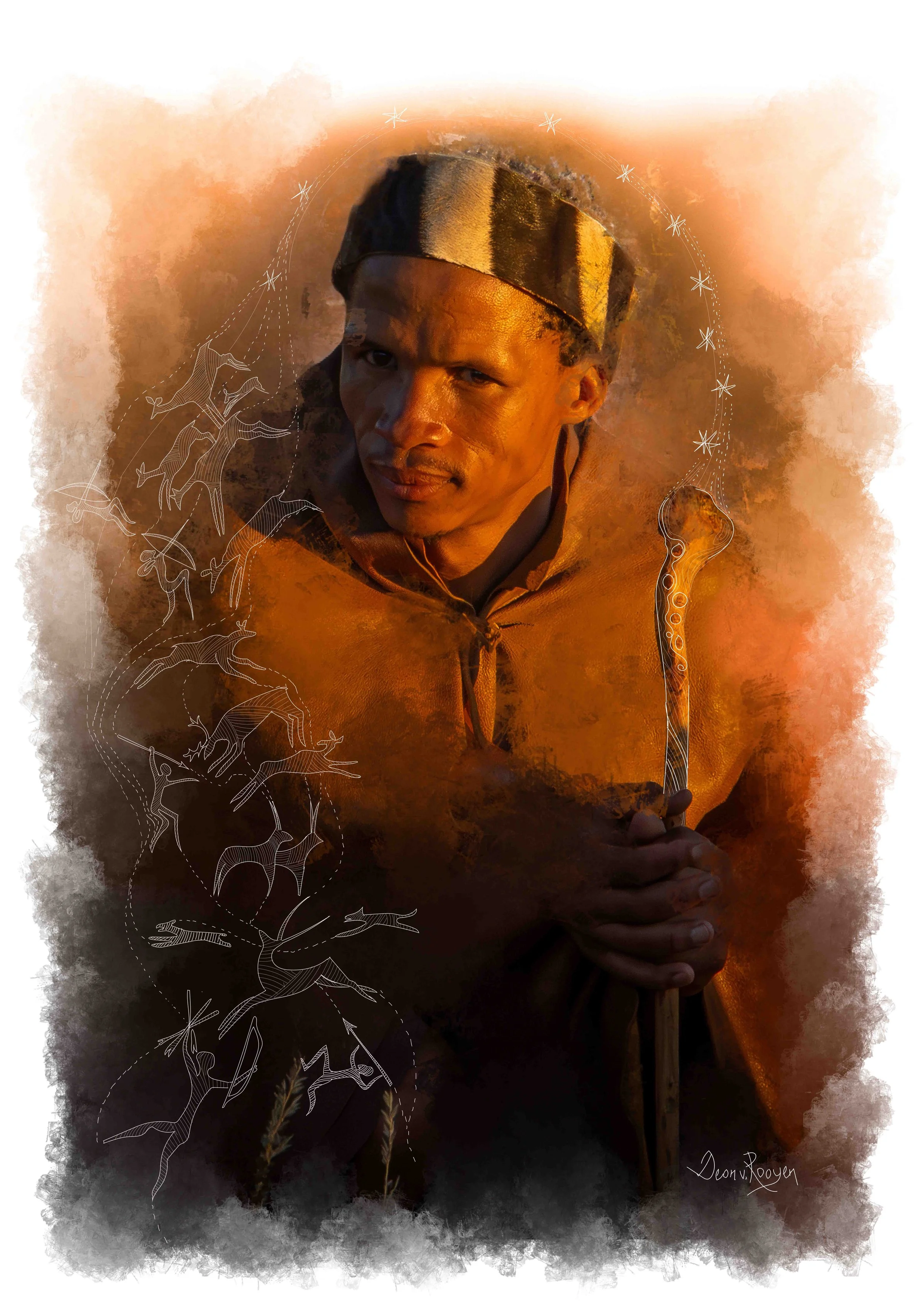 Bushman Fine Art Photograph digital mixed media - High resolution download copy