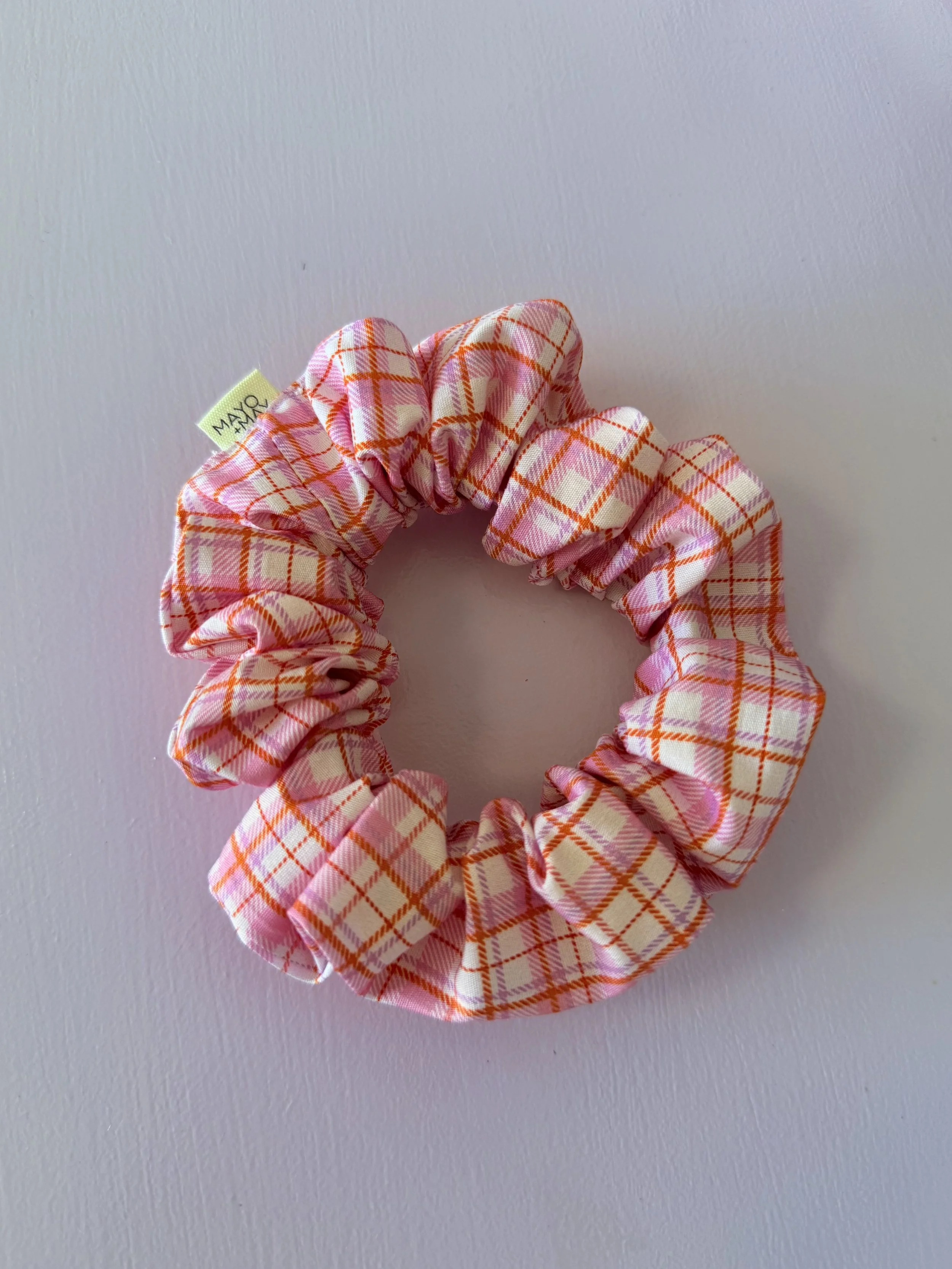 Scrunchie - Pink, Peach & Lilac Plaid