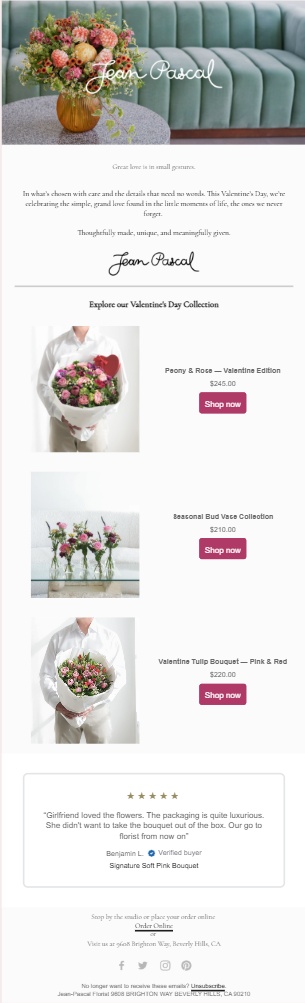 Florist email campaign template