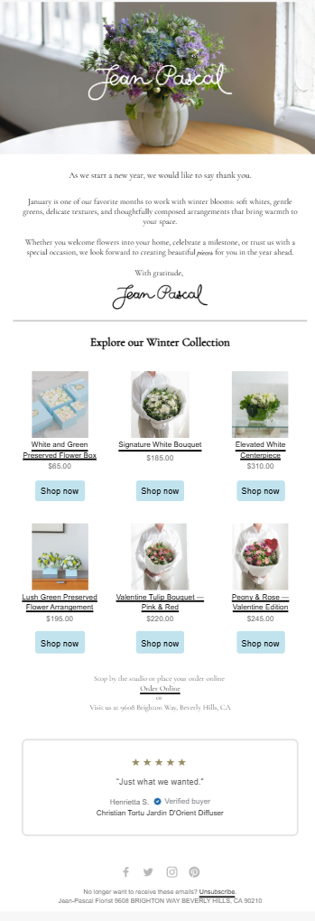 Florist email marketing template