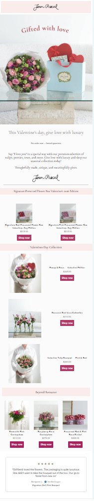 Email template for florist promotions