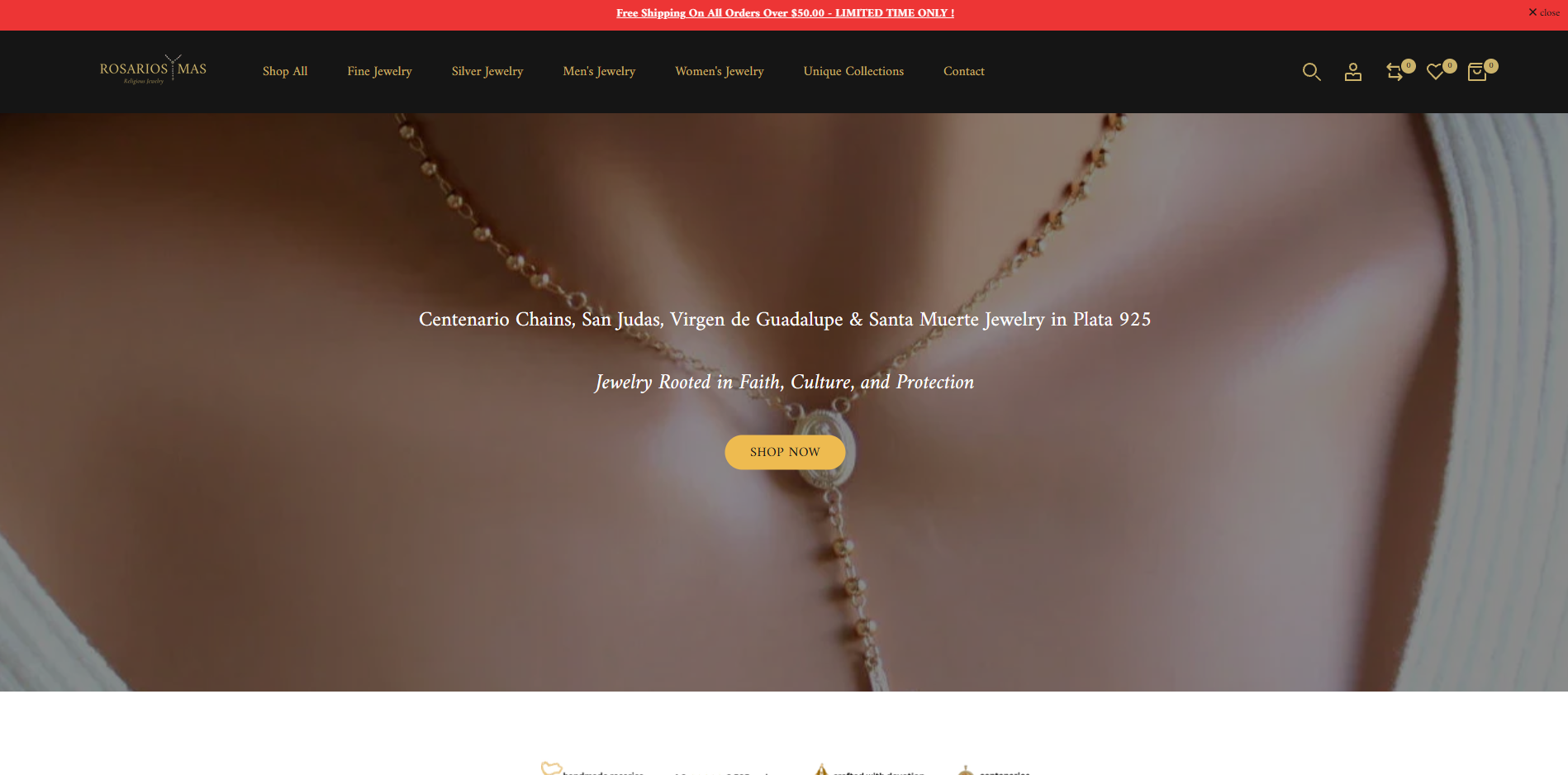 Rosarios y Mas Catholic jewelry website