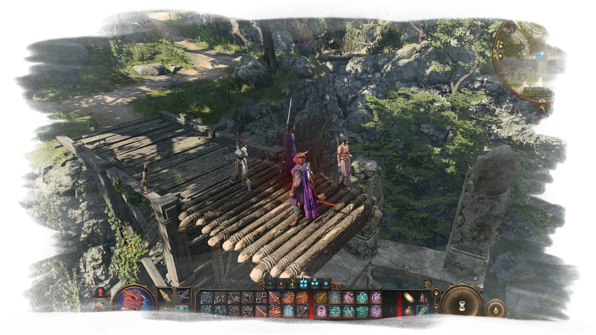 screenshot showing an elevator consisting of an old, wooden mechanism ascending a wooden structure.