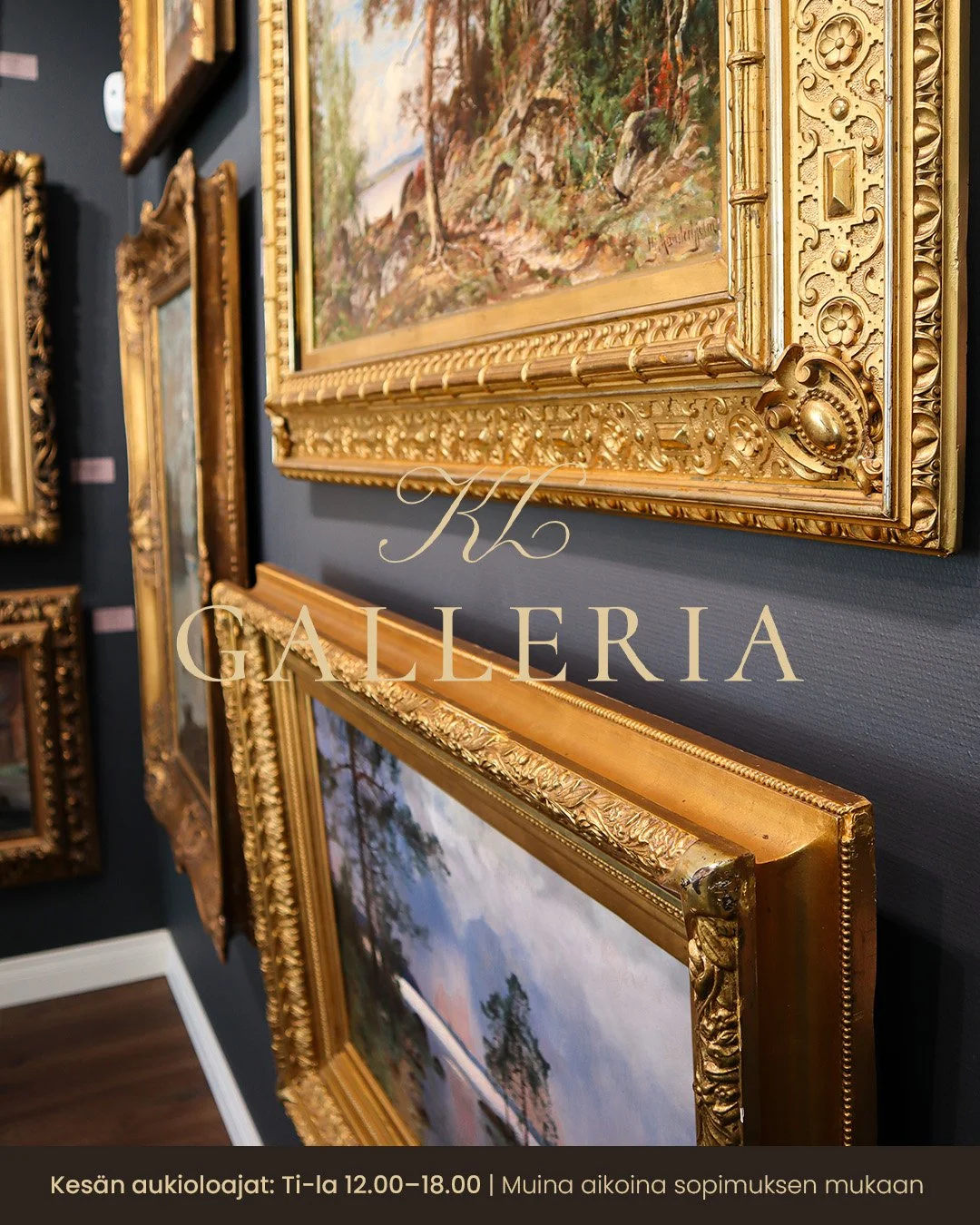 Olemme avoinna kes&auml;kuu-elokuu: ti-la klo 12&ndash;18. 
Tervetuloa! 🤗

KL Galleria, taidemyynti- ja n&auml;yttely
📍 Kapteeninkatu 9, 00140 Helsinki