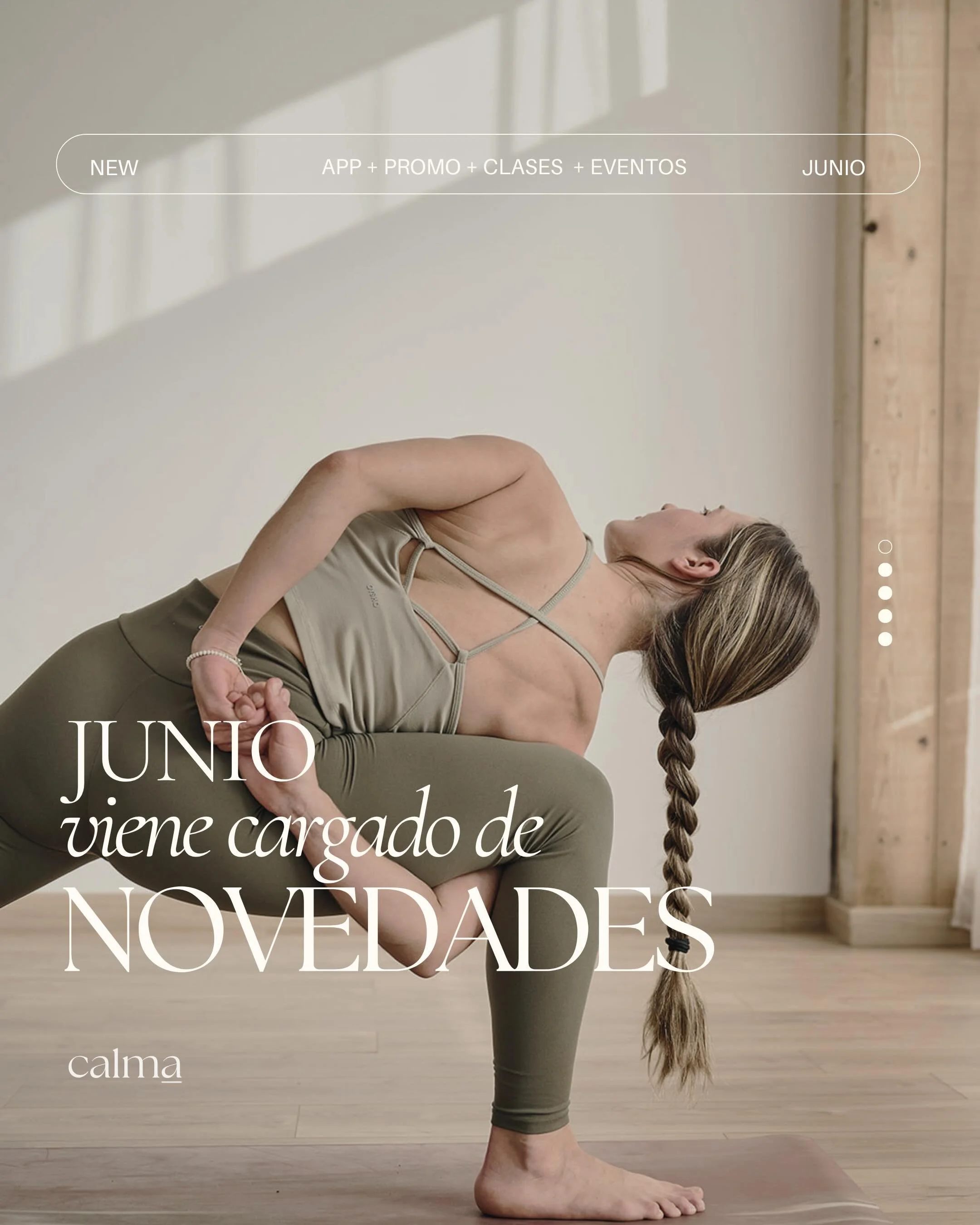 Junio viene cargado de novedades ✨

📲 Nueva app Calma
A partir del 29 podr&eacute;is descargar nuestra nueva app, desde la que podr&eacute;is gestionar todas vuestras reservas a partir del 1 de julio. M&aacute;s c&oacute;moda, m&aacute;s intuitiva y