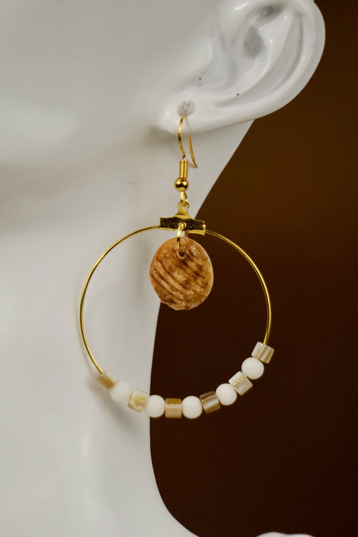 close up of the earrings