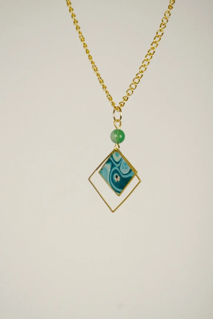 Emerald Skies Resin Necklace