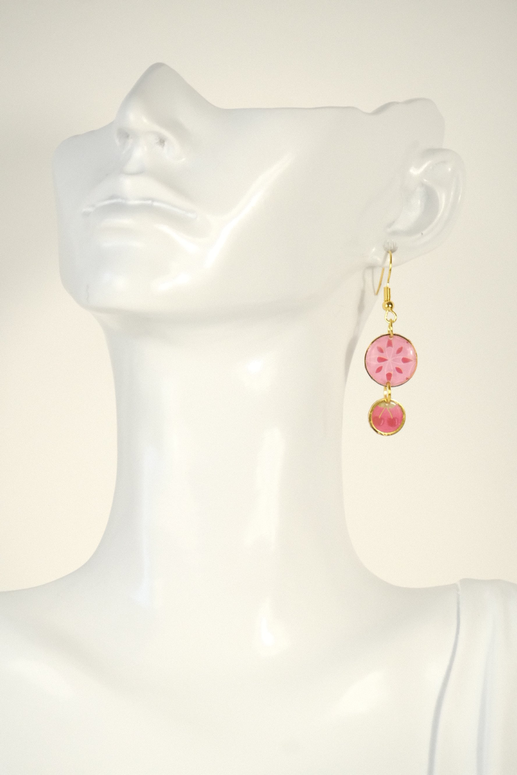 Cherry Fuchsia Resin Earrings