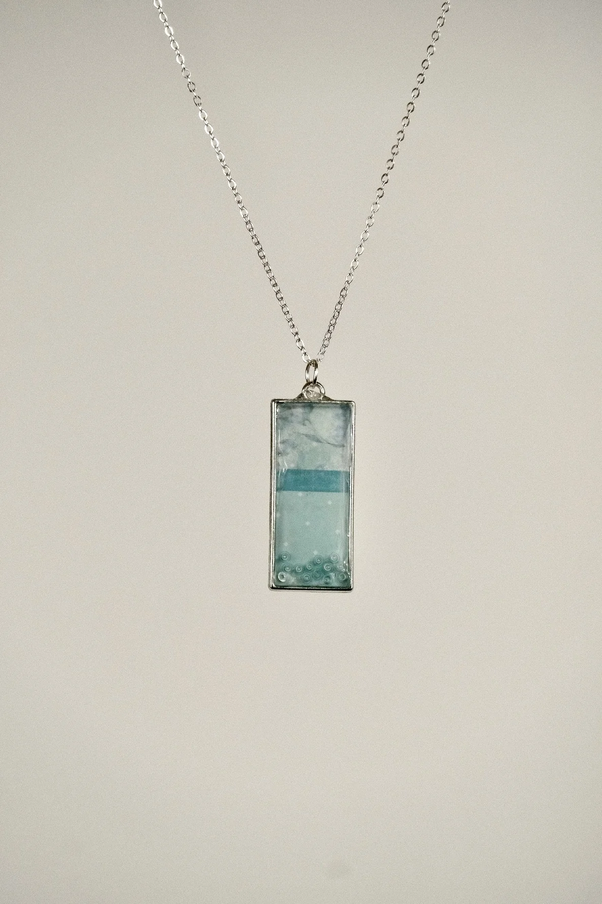 sea foam rectangular necklace