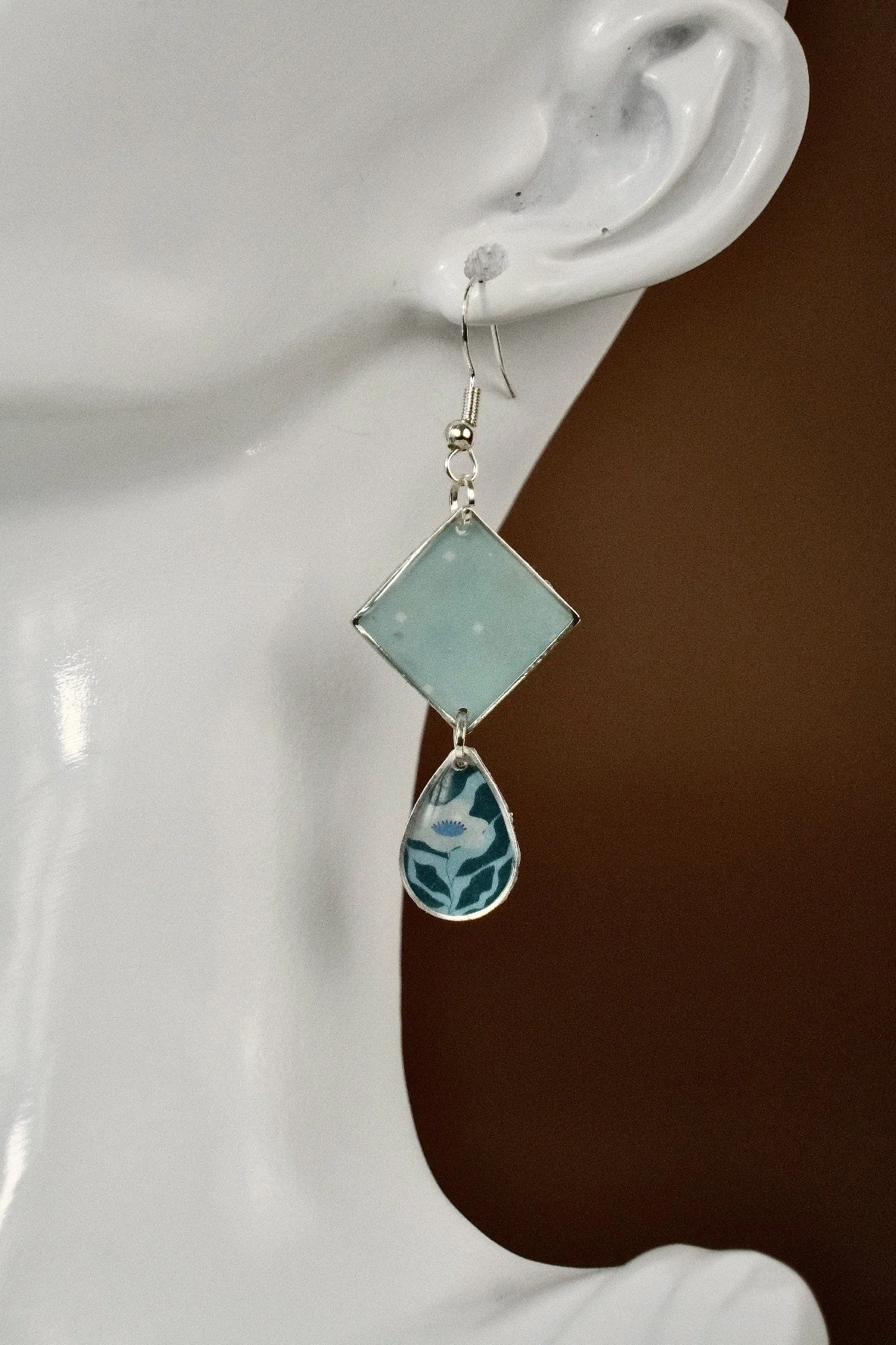 sea foam aquatic resin earrings