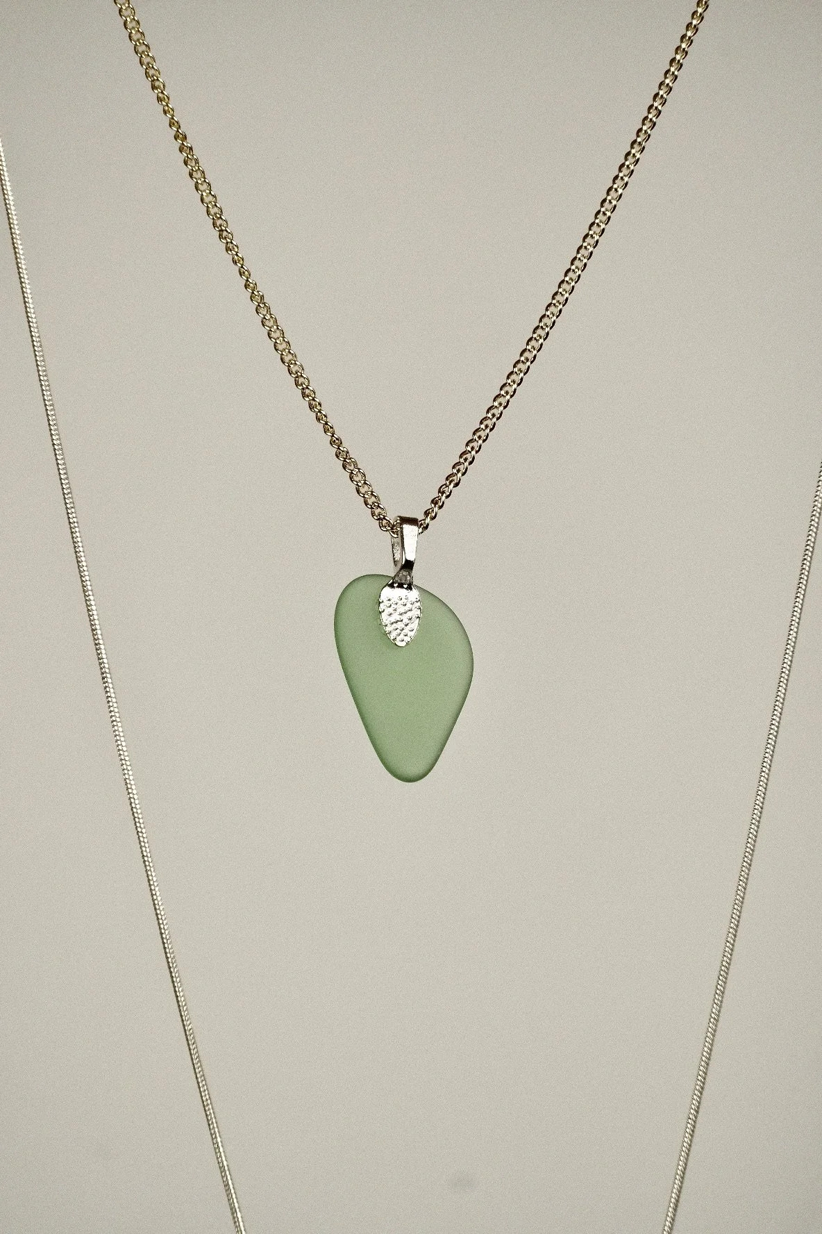 Double Chained Sea Glass Necklace