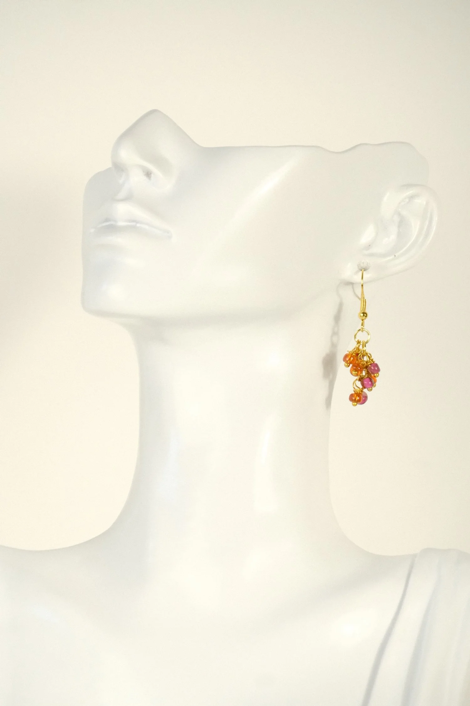 Fuchsia & Orange Cluster Earrings