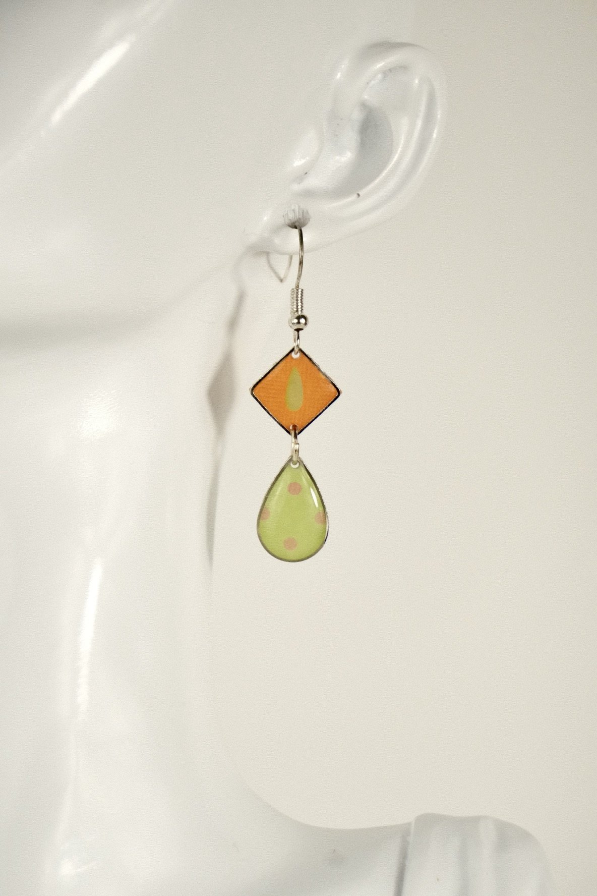 indigo roc abstract lime and orange resin earrings