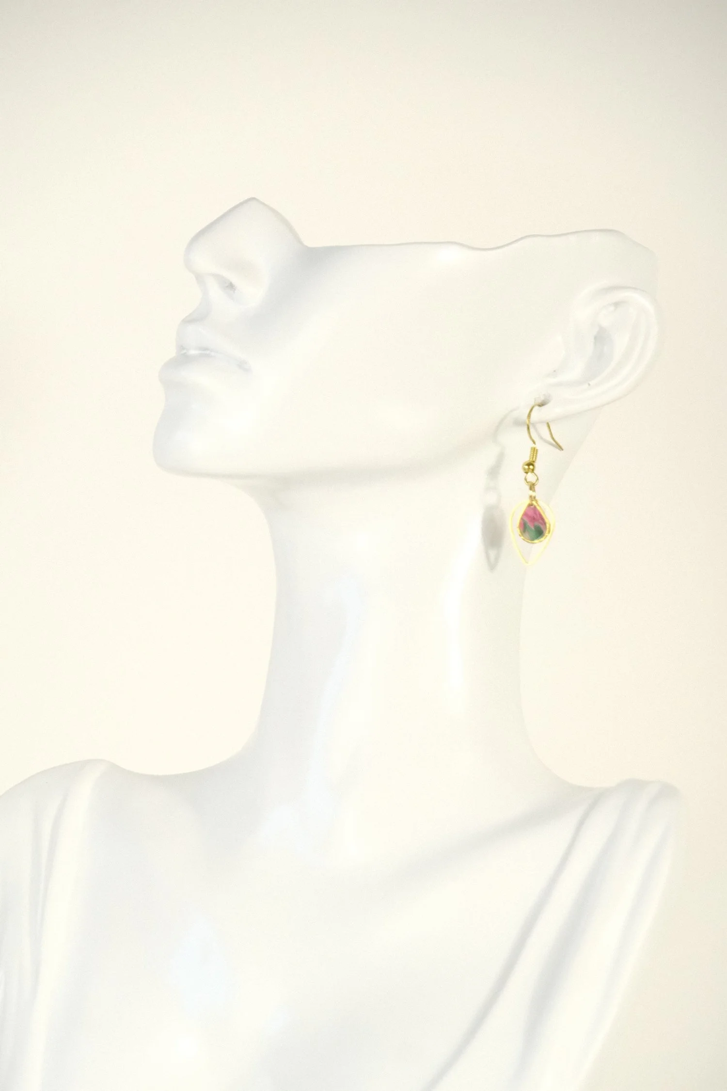 Double Teardrop Fuchsia Resin Earrings