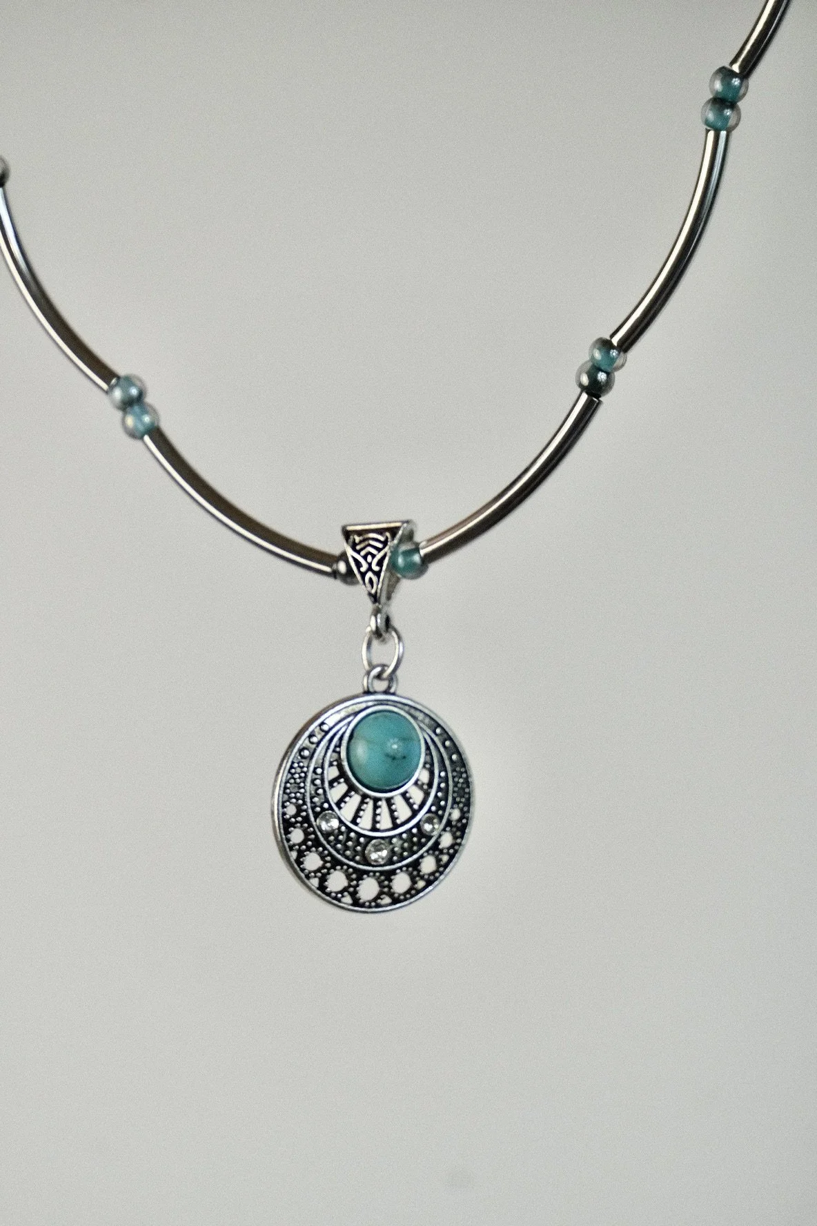 turquoise and silver choker