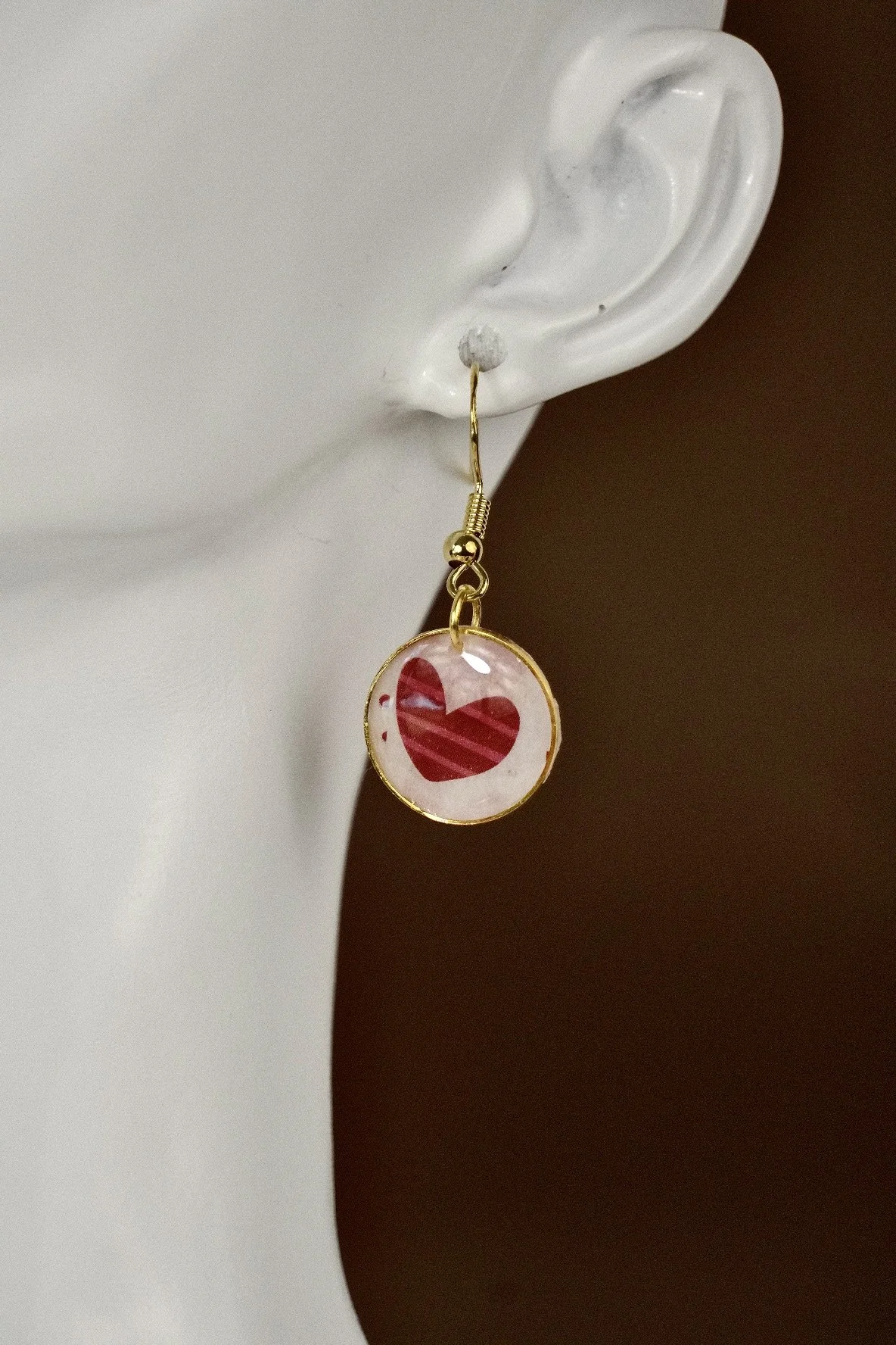 Handmade Red Heart Resin Earrings