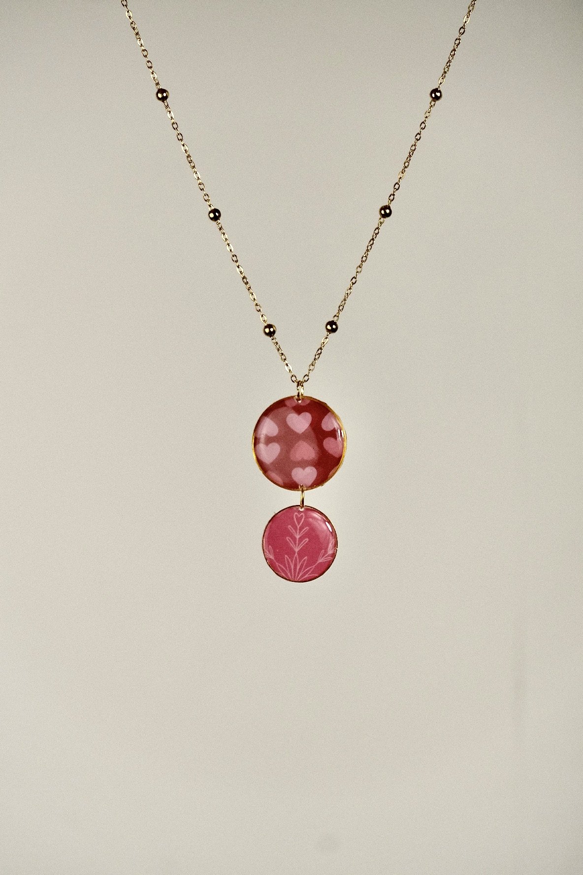 Handmade Hearts and flowers Resin Necklace