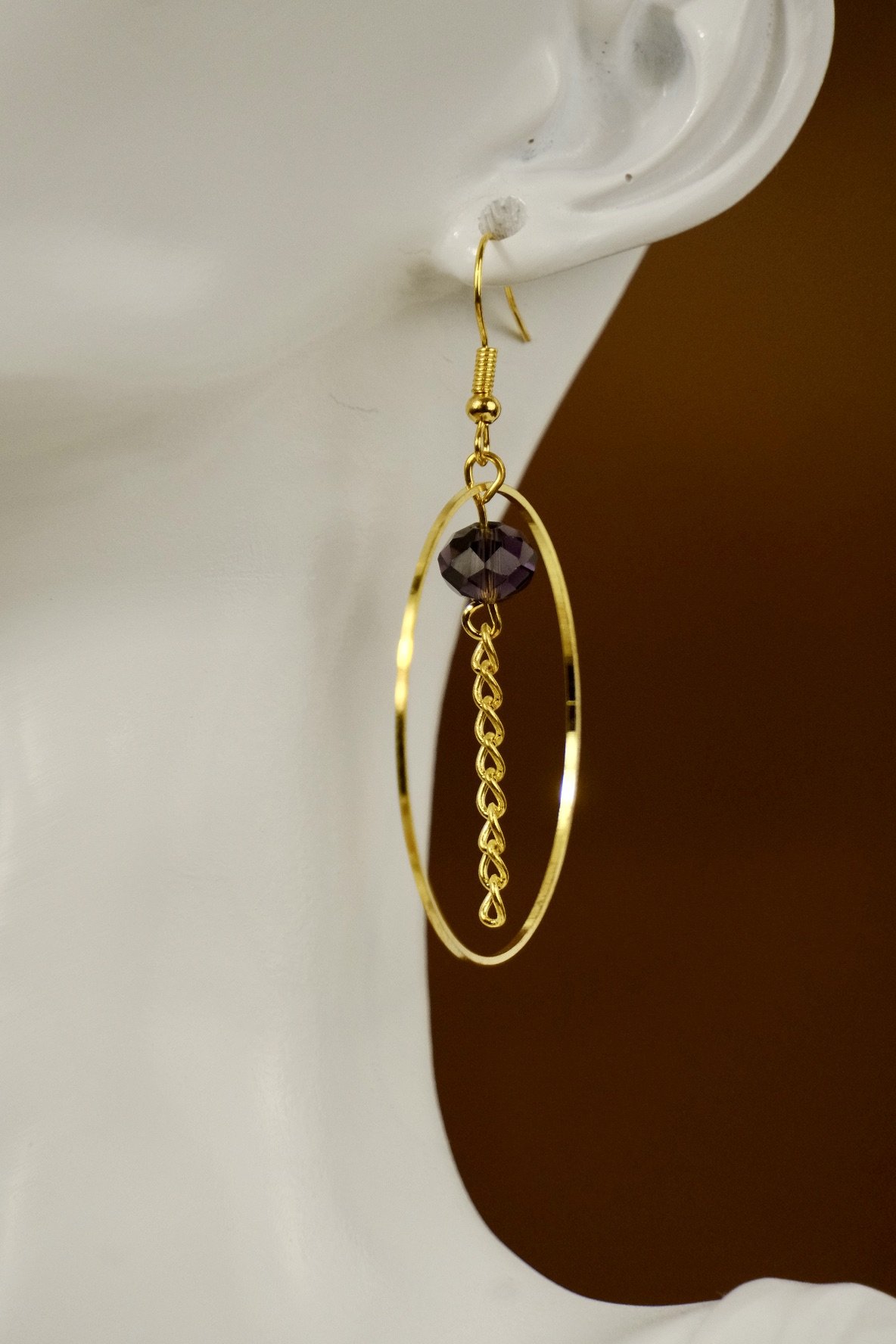 close up of the earrings